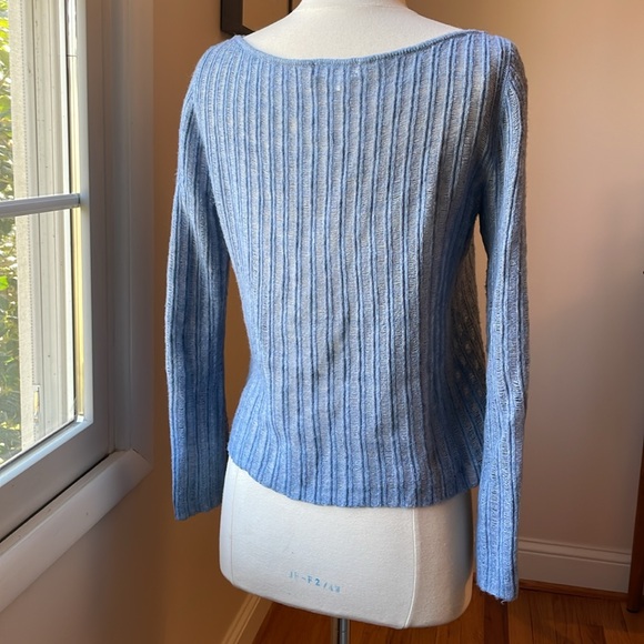 Blue Ribbed Women's Sweater - Picture 5 of 7